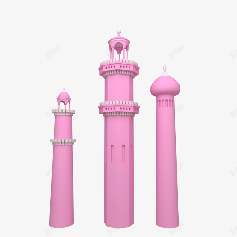 c4d粉色城堡城堡装饰png免抠素材_新图网 https://ixintu.com 城堡 c4d 粉色 装饰