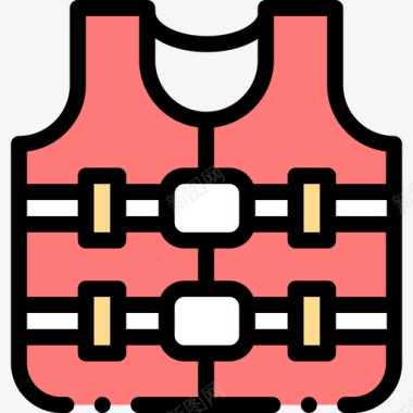 救生衣急救服务52线性颜色图标