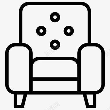 扶手椅家具和装饰1线性图标