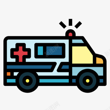 救护车健康110线性颜色图标