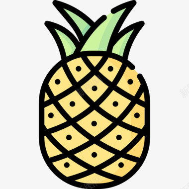 菠萝热带目的地1线形颜色图标