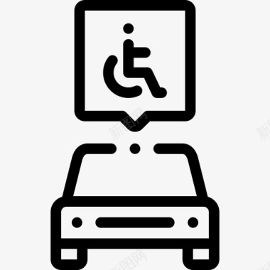汽车残疾人援助23直线图标