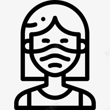 女孩戴着医用面具的化身直系的图标