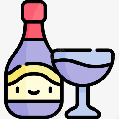 葡萄酒法国19线性颜色图标