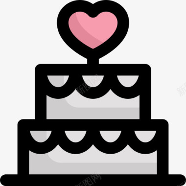 婚礼蛋糕婚礼300线性颜色图标