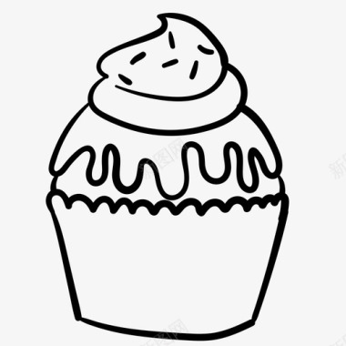 纸杯蛋糕甜点涂鸦图标