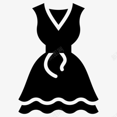 连衣裙服装衣服和配件集字形矢量图标图标
