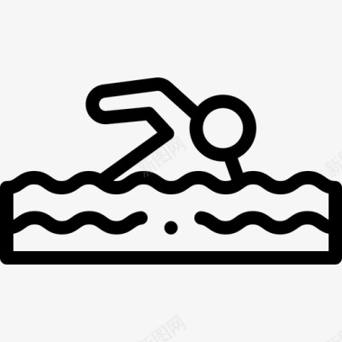 游泳运动员水上运动2直线型图标