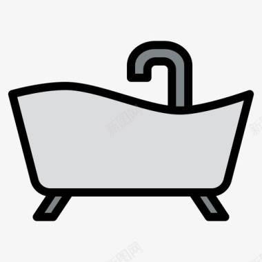 浴缸spa49线性颜色图标