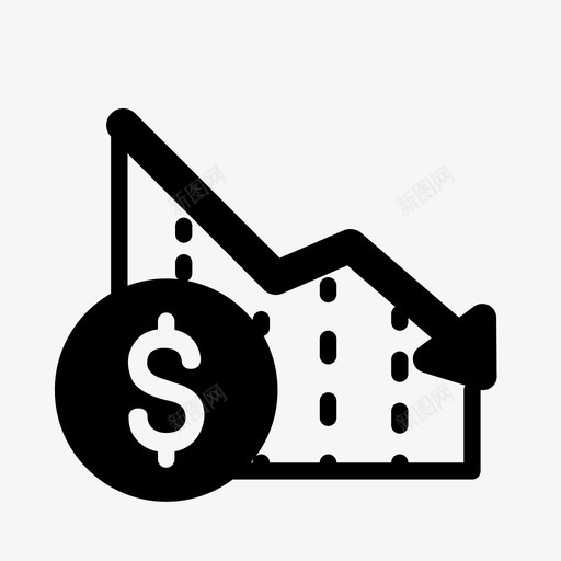 股票图表向下svg_新图网 https://ixintu.com 股票 图表 向下 投资 折线 线图 损失