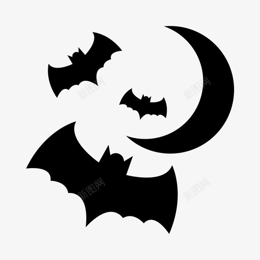 蝙蝠和月亮万圣节恐怖svg_新图网 https://ixintu.com 蝙蝠 月亮 恐怖 万圣节
