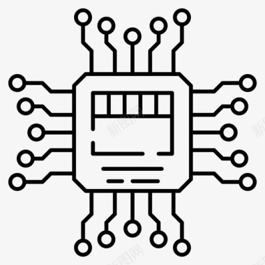 微处理器中央处理器计算机芯片图标