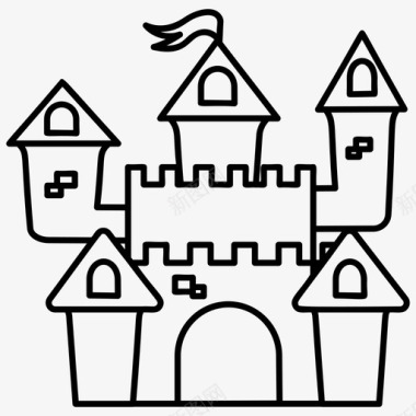 中世纪城堡战斗堡垒童话图标