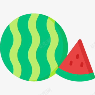 西瓜夏季食品和饮料10个平的图标