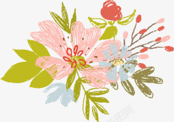 手绘卡通可爱女生兔子花卉图案PS手账手幅装饰设计9素材