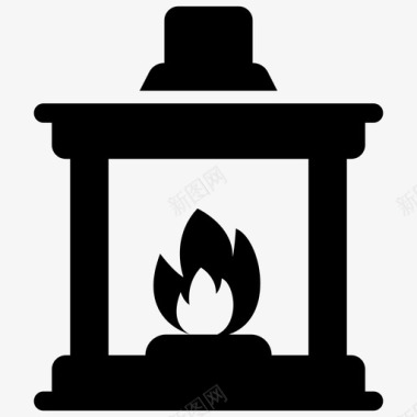 壁炉燃烧的壁炉炉边图标