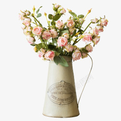 花瓶里放着一束粉红玫瑰素材
