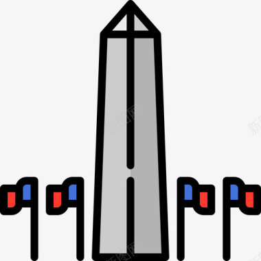 华盛顿纪念碑43年7月4日直线颜色图标