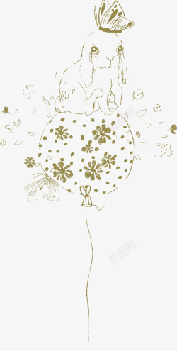 手绘卡通可爱女生兔子花卉图案PS手账手幅装饰设计7素材