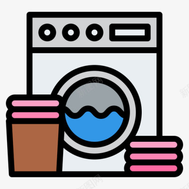 洗衣服活动10线性颜色图标