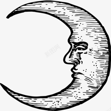复古月亮占星术手绘图标