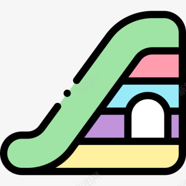 滑梯游乐园80线性颜色图标