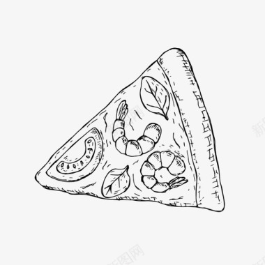 披萨片食品手绘图标