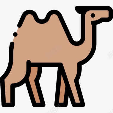 骆驼动物108线形颜色图标