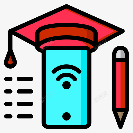 智能手机在线教育55线性颜色svg_新图网 https://ixintu.com 智能 手机 在线教育 线性 颜色