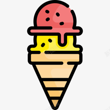 冰淇淋旅行343线性颜色图标