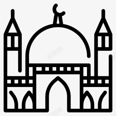 清真寺建筑穆斯林图标