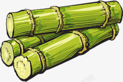 绿色手绘甘蔗元素素材