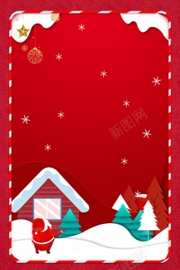 圣诞节红色卡通背景图背景