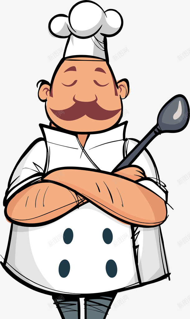 厨师的卡通形象png免抠素材_新图网 https://ixintu.com 大厨 厨师长 戴帽子的厨师 拿勺子的厨师