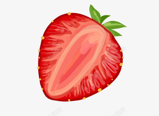 手绘草莓切片图标