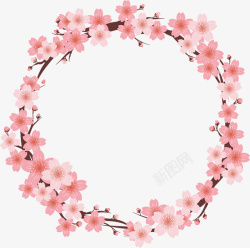 樱花花环手绘素材