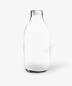 透明玻璃没有牛奶的牛奶瓶素材