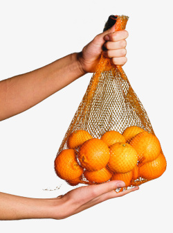 橘子水果手里拿着的一袋子橘子素材