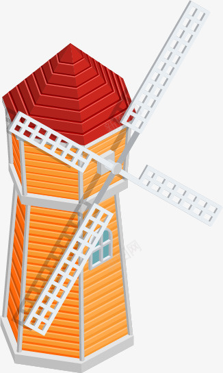 卡通2D风车png免抠素材_新图网 https://ixintu.com 农用 卡通 风车 谷仓 建筑