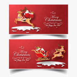 雪橇免抠图圣诞节矢量麋鹿手绘背景图高清图片