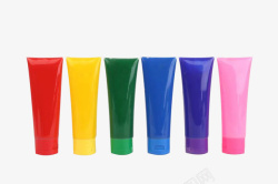 六种颜色涂料瓶素材