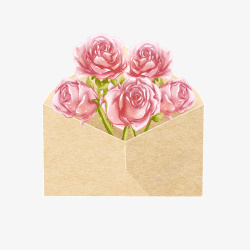 信封唯美玫瑰花素材