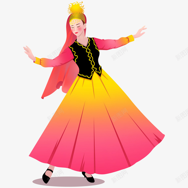 新疆跳舞的女孩png免抠素材_新图网 https://ixintu.com 中国新疆 女孩 少数民族 新疆 跳舞