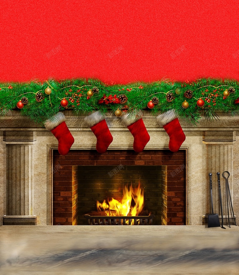 圣诞背景墙圣诞元素psd设计背景_新图网 https://ixintu.com 圣诞 圣诞节 大火里火炉 火炉 烤炉 立夏背景墙