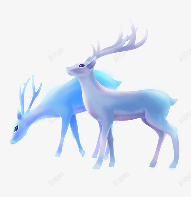 色彩斑斓的麋鹿png免抠素材_新图网 https://ixintu.com 麋鹿 两个 蓝色 交替
