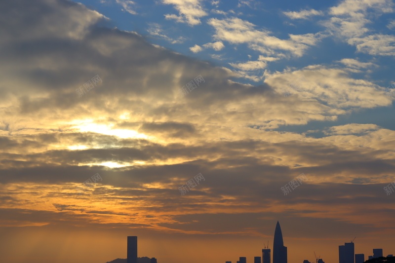 深圳绝美蓝天晚霞jpg设计背景_新图网 https://ixintu.com 晚霞 蓝天 深圳 白云