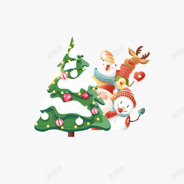 手绘圣诞节卡通动物元素图png免抠素材_新图网 https://ixintu.com 手绘 圣诞节 卡通动物 元素图 麋鹿 雪人 圣诞老人