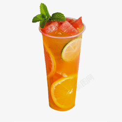 西瓜柚子水果茶水果茶柠檬果汁高清图片