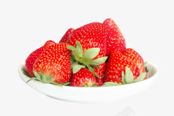 俯视白盘子白瓷盘里的草莓高清图片