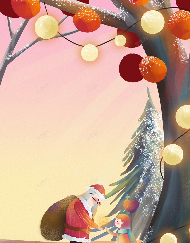 手绘圣诞节背景图元素psd设计背景_新图网 https://ixintu.com 圣诞节 背景图 圣诞装饰 圣诞树 圣诞老人